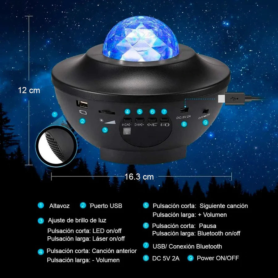 PROYECTOR DE GALAXIA BOCINA BLUETOOTH GALAXYVIEW®